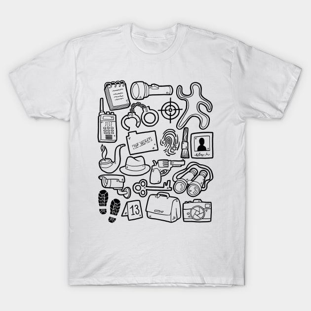 Detective Doodle Trace Evidence Investigation Case T-Shirt by voidea